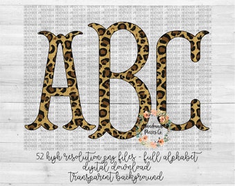 Fishtail Leopard Print, Monogram PNG, Leopard PNG, Leopard Monogram, Leopard Print, Full Alphabet, Digital Download, Sublimation File