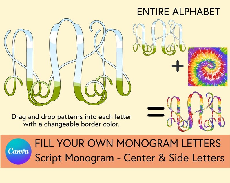 Make A Monogram Using Rab Fill Your Own Doodle Monogram PNG, Script Monogram, Canva Template ...