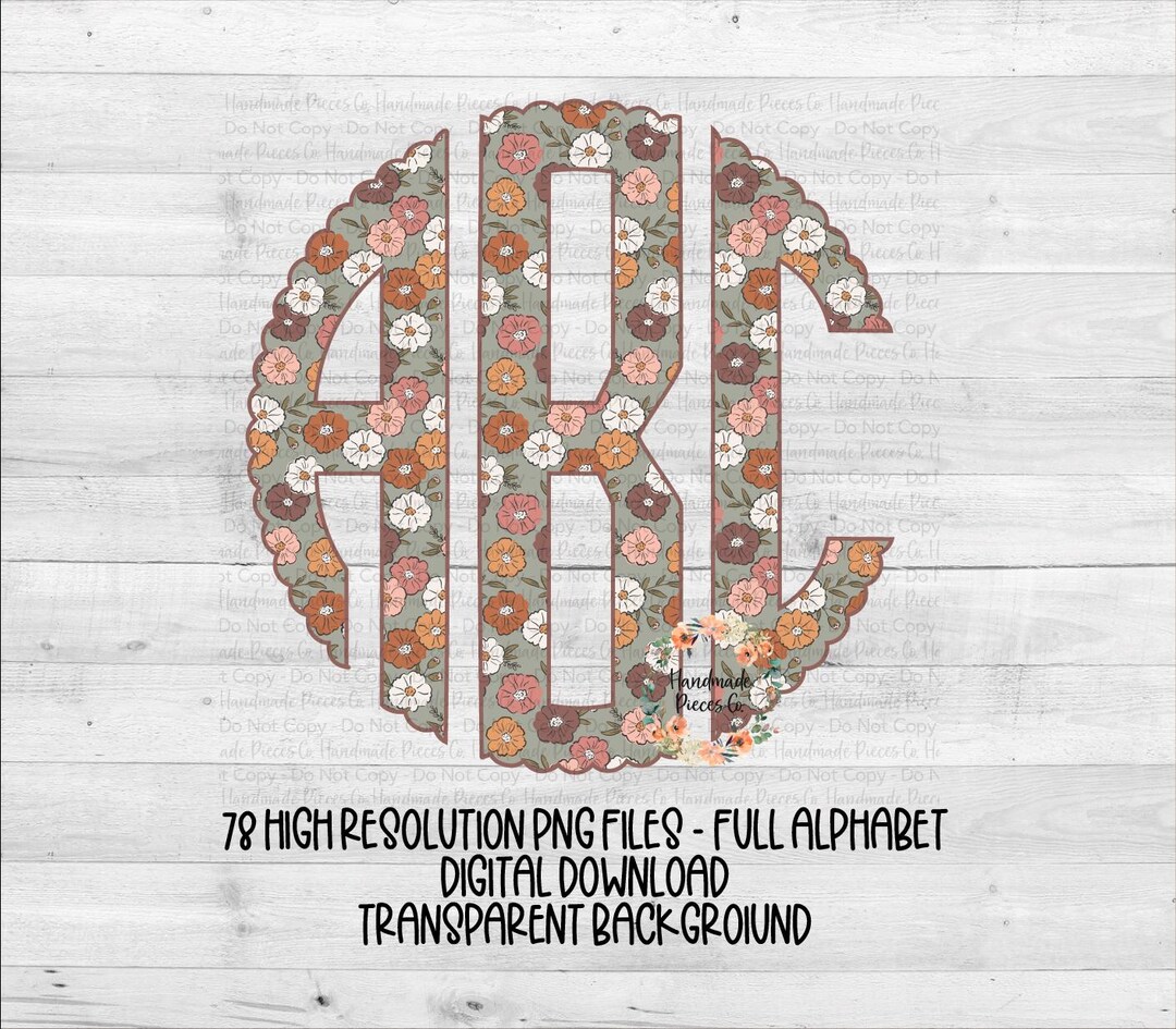 Fall Monogram K Floral Monogram, Fall Monogram, Fall Floral Monogram, Scallop PNG ...