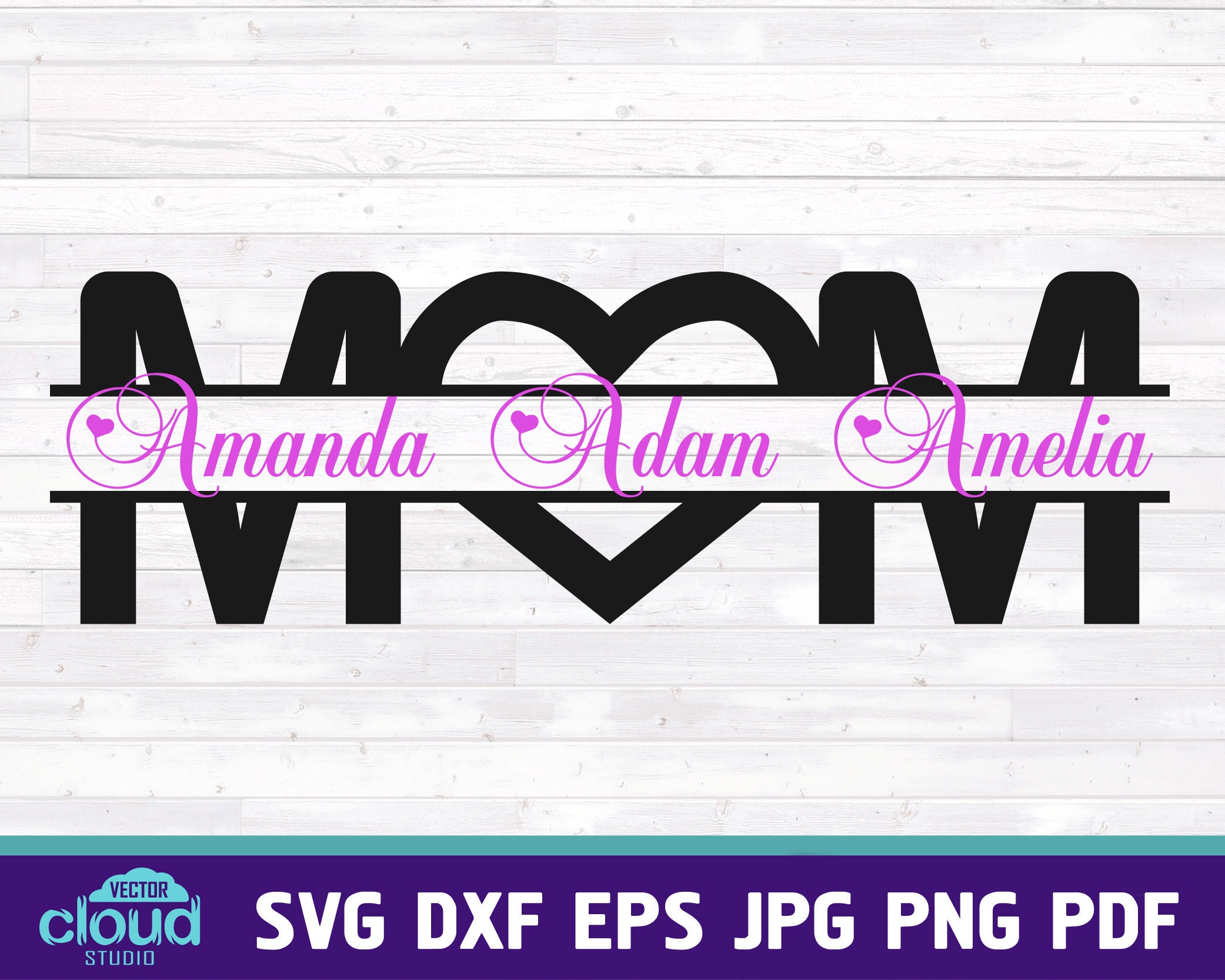 Download Mom split monogram svg. Mom svg design with kids names for ...