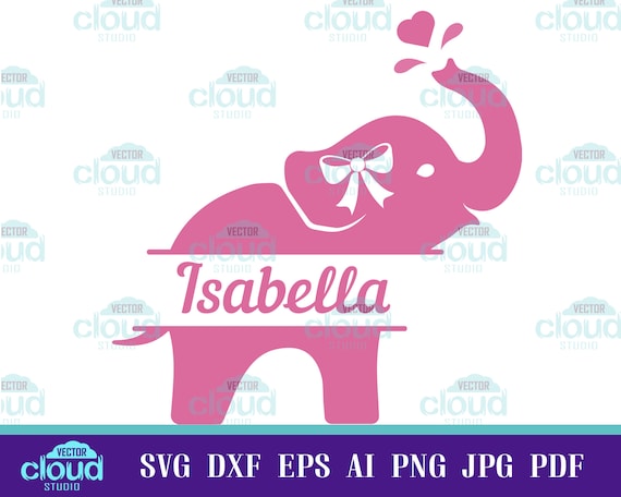 Download Baby Elephant Monogram Svg File For Cricut Cute Baby Elephant Etsy