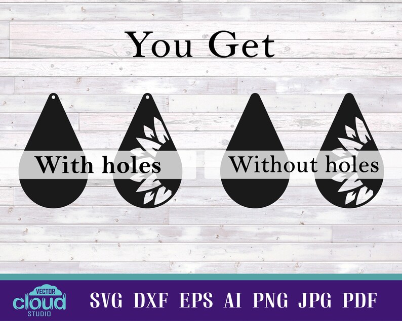 Download Sunflower earring svg dxf eps ai png vector cut file. Faux ...