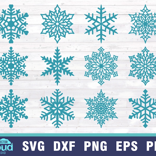 Snowflake svg bundle. 12 Snowflakes svg file for cricut, silhouette, sublimation new year cut files. Svg, dxf, eps, png, jpg, pdf files.