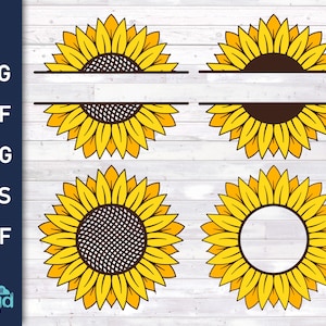 Pacote de mandala com monograma dividido de girassol svg, dxf, eps, png, arquivos de corte vetorial pdf para cricut, silhueta. Download instantâneo de arquivo digital.