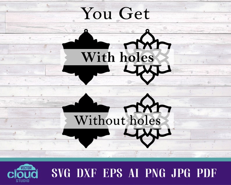Download Mandala earring svg dxf eps ai png vector cut file. Faux ...