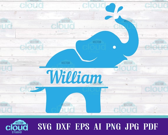 Download Baby Elephant Monogram Svg File For Cricut Cute Blue Elephant Etsy