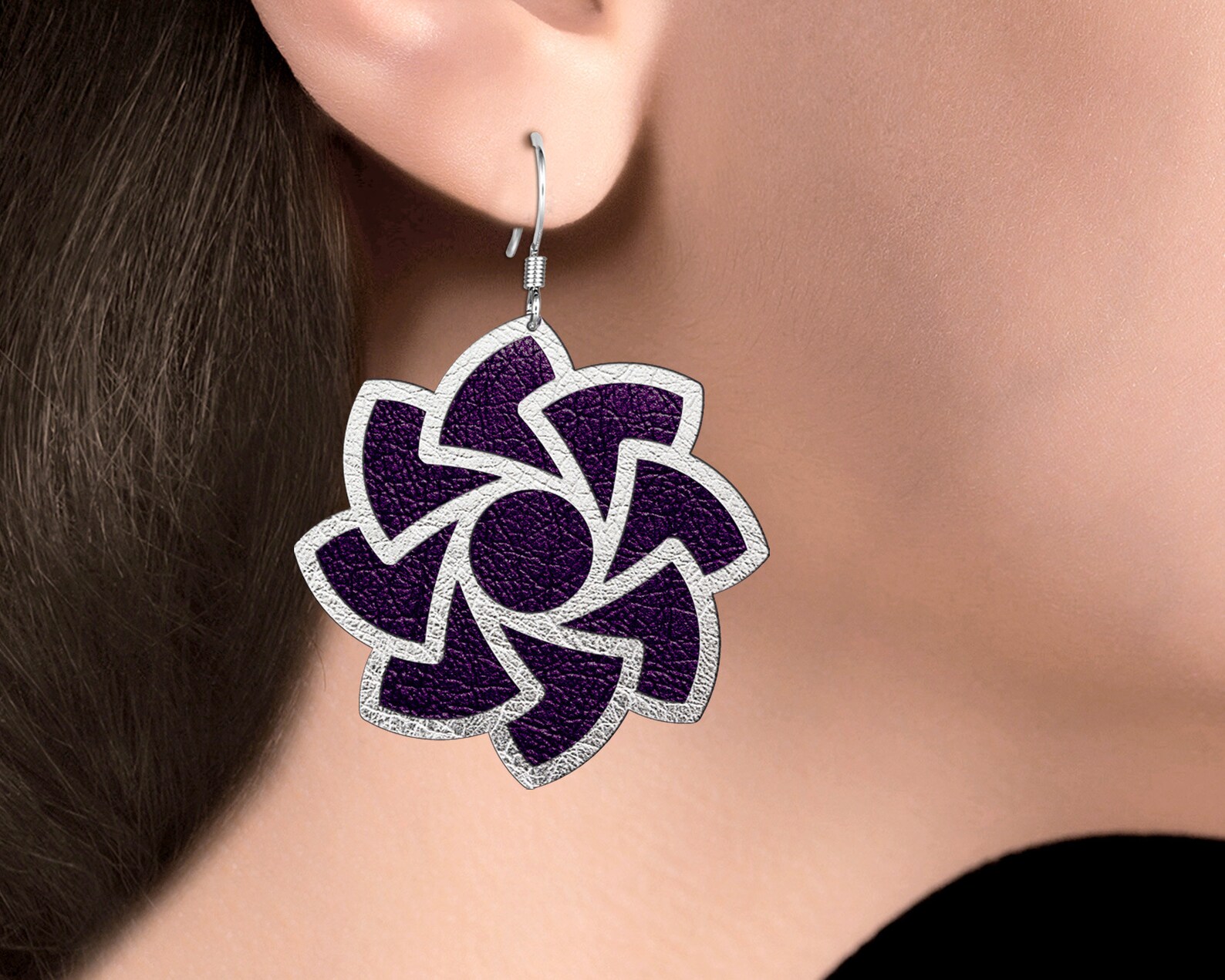 Download Earring svg. Spiral mandala earring template svg dxf eps | Etsy