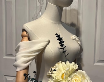 Draped Off Shoulder Bridal Sleeves