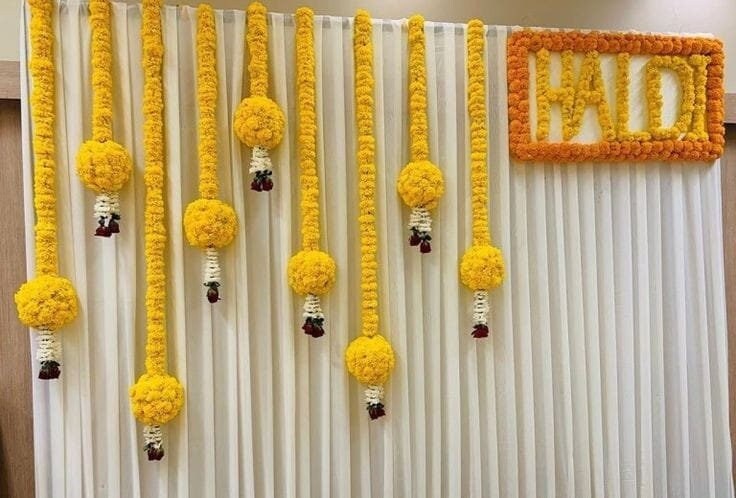 Beautiful Haldi Decor Haldi Decor Ideas Haldi Backdrop Decor Ideas Haldi Decor idea Haldi decoration ideas Wedding decor style Haldi ceremony decorations