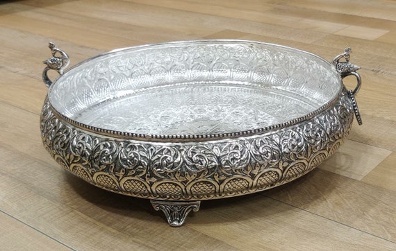 Urli Bowl Indian German Silver Decorative Bowl Diwali Home Decor wedding Centerpiece for Flower Candle antique Silver Bowl for Fruit Salad Etsy