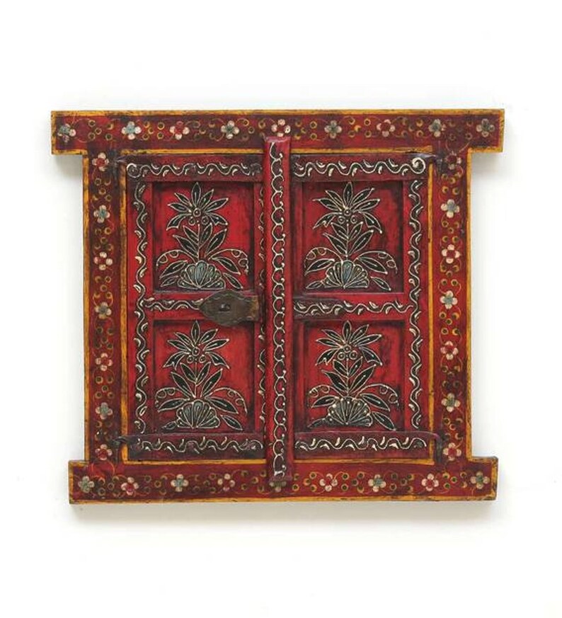 Floral Painting Wooden Jharokha, Rajasthani Handicraft Jharoka, Home