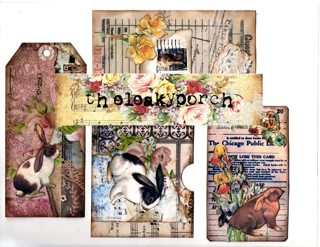Digital Bunny Ephemera Printable Tags Pockets Junk Journal - Etsy