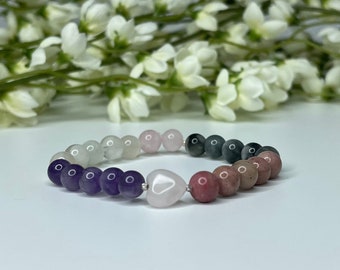 Grief Crystal Bracelet: Rose Quartz, Rhodonite & Moonstone