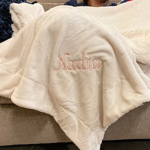 Personalized Blanket, Sherpa Throw, Plush Throw Blanket, Personalized Embroidery, Couples Blanket