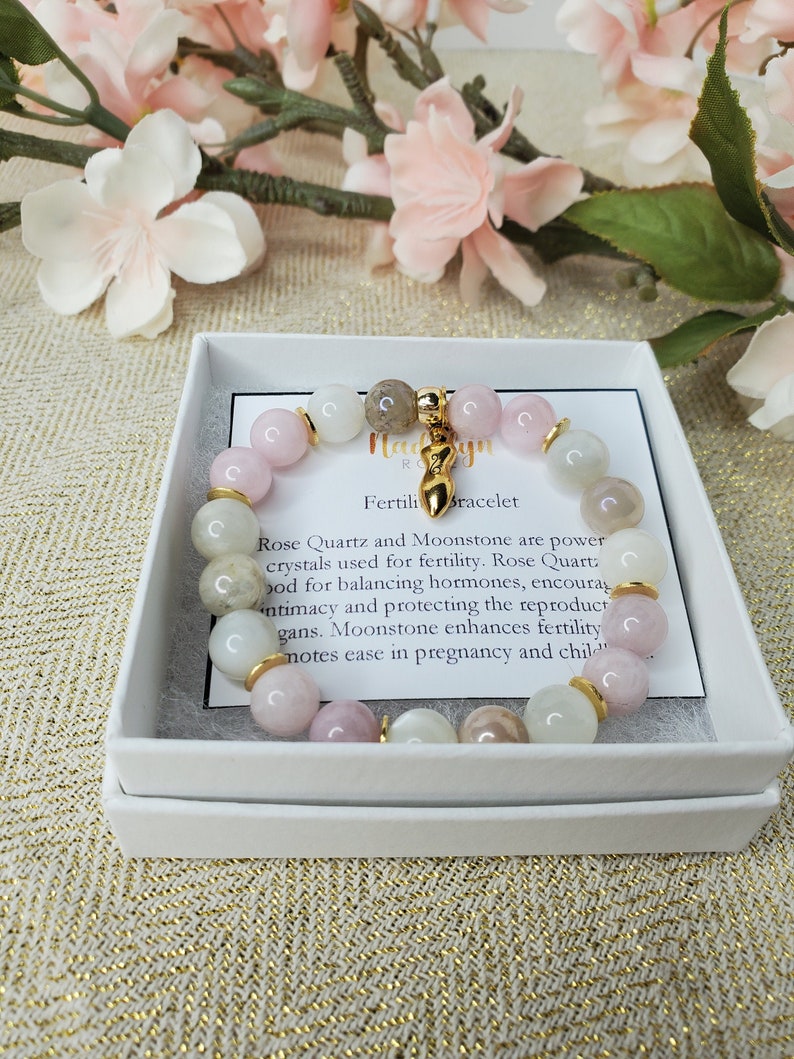 Fertility Bracelet Rose Quartz and Moonstone Pregnancy image 1