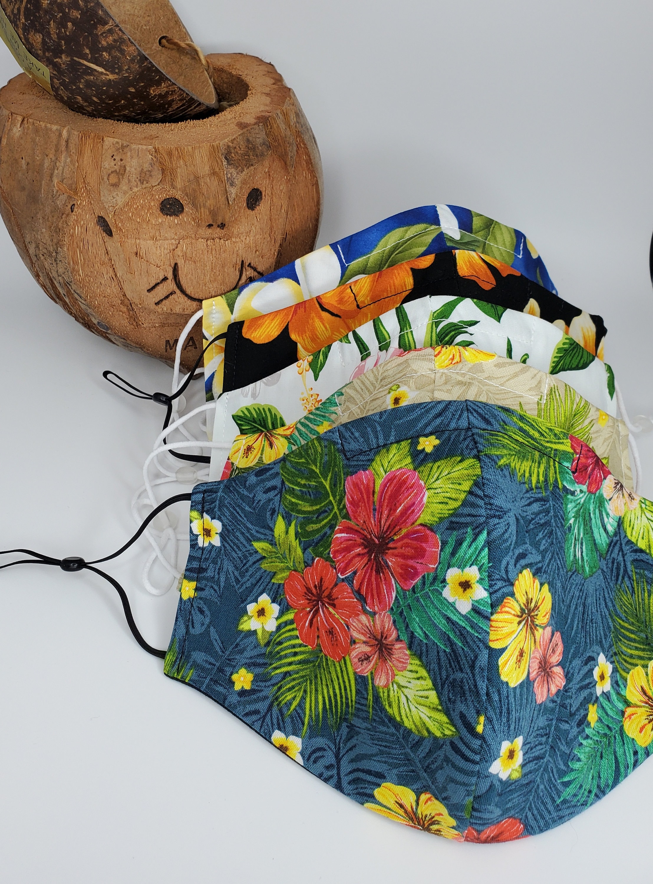 Hawaiian Face Mask with Adjustable Elastic and Optional Nose Etsy