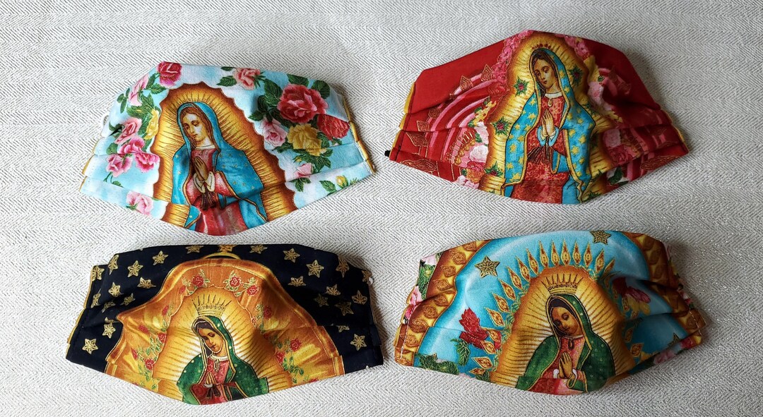 Virgin Mary Face Mask With Filter Pocket, Optional Nose Wire, Catholic