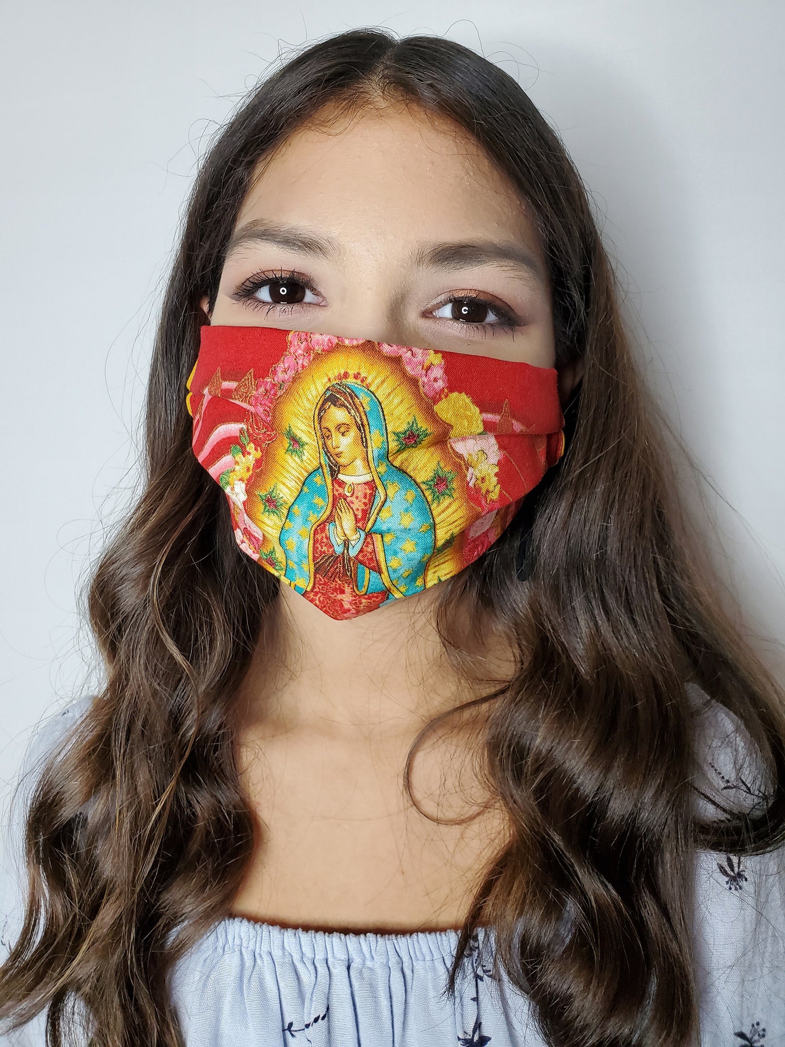 Virgin Mary Face Mask With Filter Pocket Optional Nose Wire Etsy