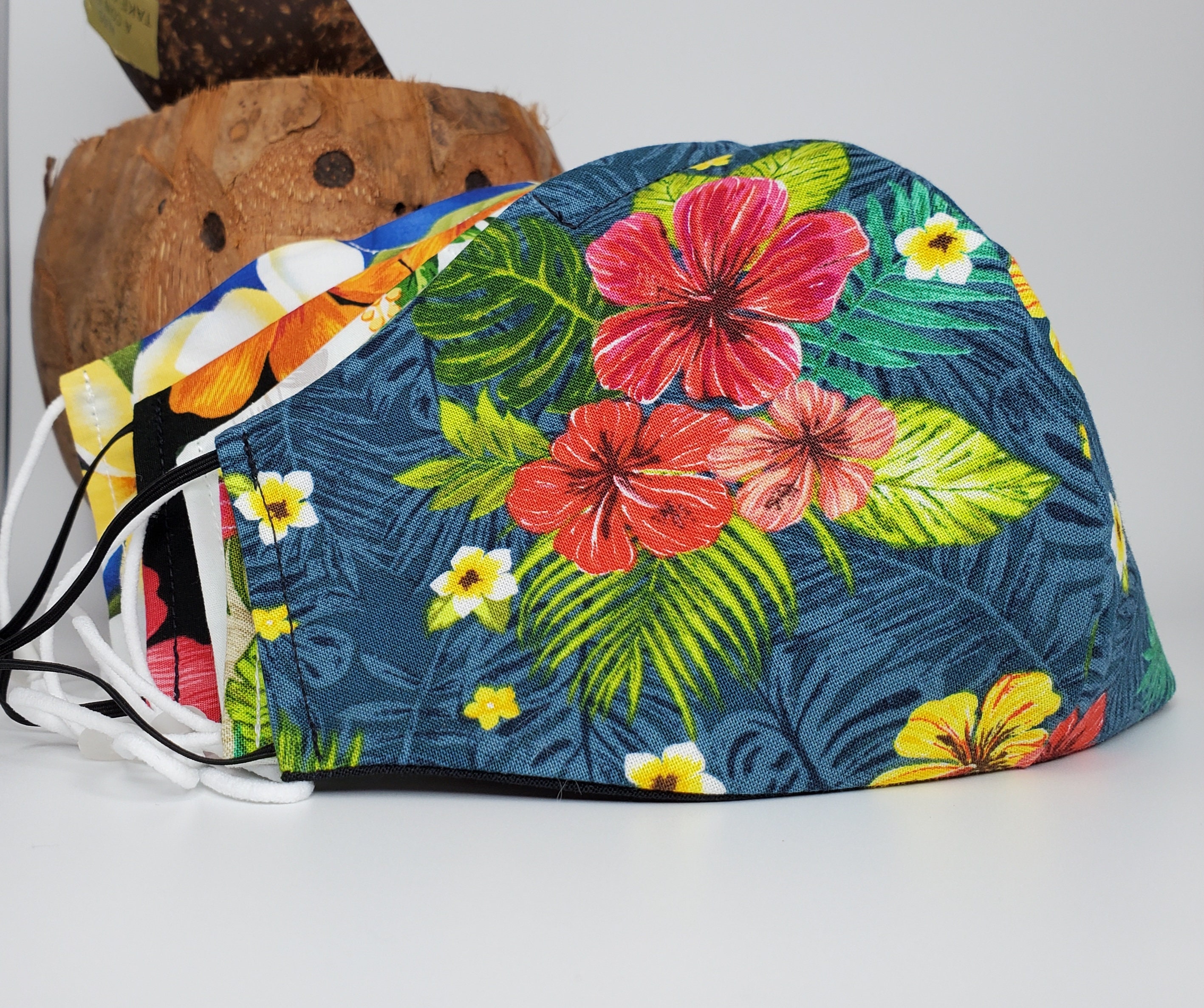 Hawaiian Face Mask with Adjustable Elastic and Optional Nose Etsy