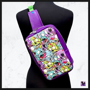 Grape Zombie Brains Rectangle Crossbody Sling or Shoulder Bag Purse