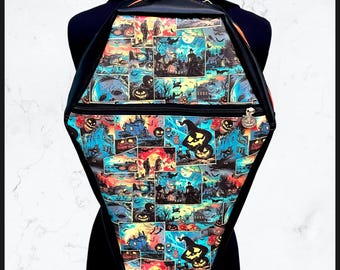 Halloween Haunts Monster Size Coffin Shaped Backpack Bag Purse