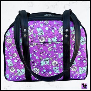 Purple Brains Zombie Retro Inspired Shoulder Bowler Bag Purse