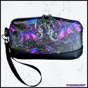 Purple Bats Petite Zip Wristlet