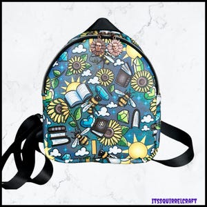 Books and Bees Mini Backpack or Crossbody Sling Bag Purse