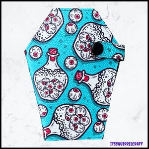 Cartera plegable de bolsillo con forma de ataúd y poción para los ojos