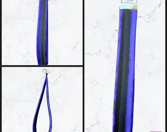 Violet Grunge Stripes Wrist Strap Keychain