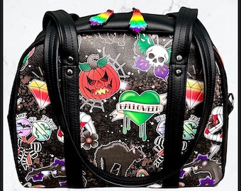 Halloween Retro Inspired Shoulder Bowler Bag Purse