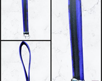Violet Grunge Stripes Wrist Strap Keychain
