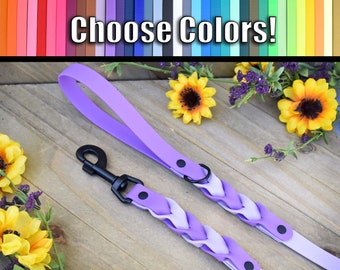 Custom Long Double Braided BioThane® Leash 3/4'' Wide-Choose Color, Length and Hardware