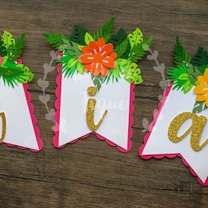 Luau Banner, Hawaiian Party, Aloha Theme High Chair Banner, Moana Party, Flower Banner, Flamingo Birthday, Tropical Party, Pool Party Decor