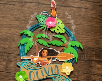 Moana Cake Topper, Moana Theme Birthday Party Decorations, Tropical Party, Baby Moana baby 1st birthday, Luau Party Decor