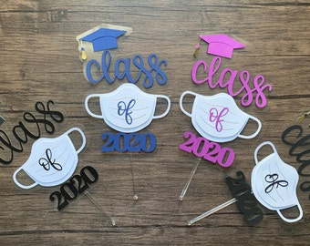 Graduation Face Mask Cake Topper, Graduation Cake Topper Class of 2021, Quarantine Graduation Cake Topper 2021, Graduation Decorations 2021