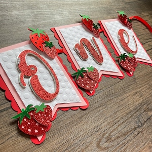 Strawberry Birthday High Chair Banner Berry First Birthday Strawberry Shortcake Baby shower 1st Birthday garland