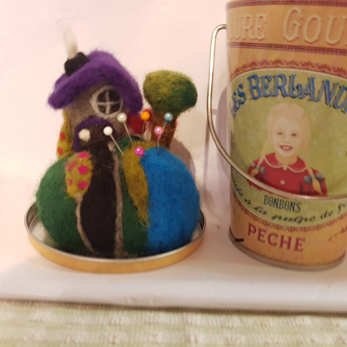 Needle Felted Pin Cushion in A Pretty Decorated Tin Etsy