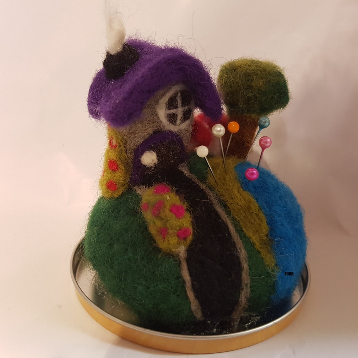 Needle felted Pin Cushion In A Pretty Decorated Tin Etsy