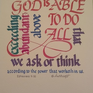God is Able Calligraphy of Ephesians 3:20