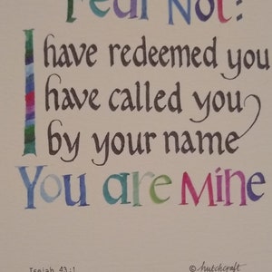 I have Called you by your Name Calligraphy of Isaiah 43:1