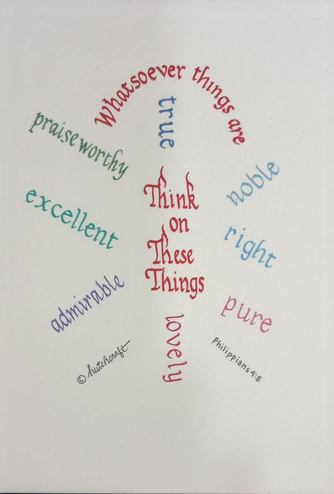 Think on These Things Calligraphy of Philippians 4:8 - Etsy