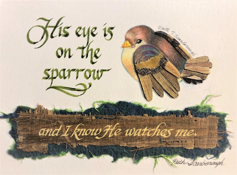 Selah His Eye Is On The Sparrow His Eye is on the Sparrow Calligraphy - Etsy