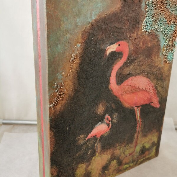 A4 Box mit Flaming ein Motiv , Decoupage, handgefertigtes Holz + Filz