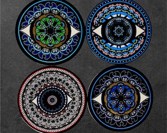 MAG10 2,2" Evil EyeKleurrijke ronde mandalamagneten - set van 4"