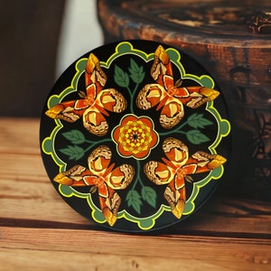 W35 Yellow and orange Cecropia moth Ceramic Coasters.