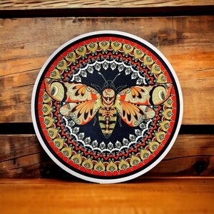 MP12 Deathhead moth mandala  with white border trivet /  mousepad