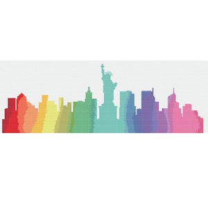 New York City Skyline - Rainbow Cross Stitch Pattern