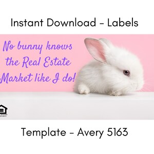 No Bunny Knows Real Estate... Realtor Pop By Tag, Real Estate Pop By Labels, Digital Download, Printable Business Referral