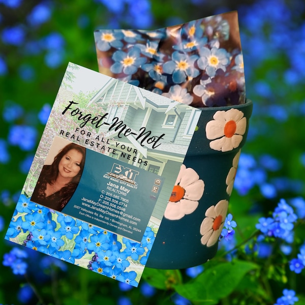 Forget-Me-Not, Realtor Pop By Tag, Real Estate Pop By Tag, Digital Download, Printable Business Referral